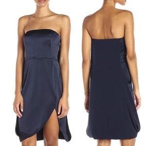 Halston Heritage Strapless Cape Drape Dress Navy Sz 8
